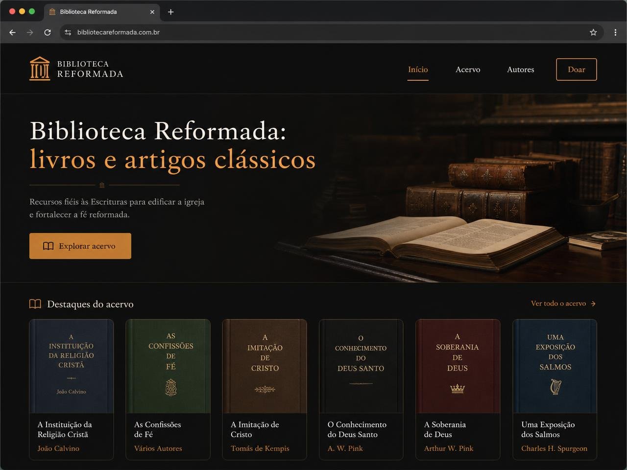Layout de site: Biblioteca Reformada