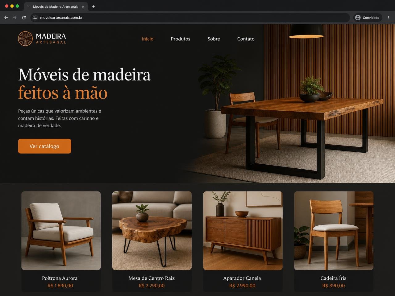 Layout de site: Butique da Madeira